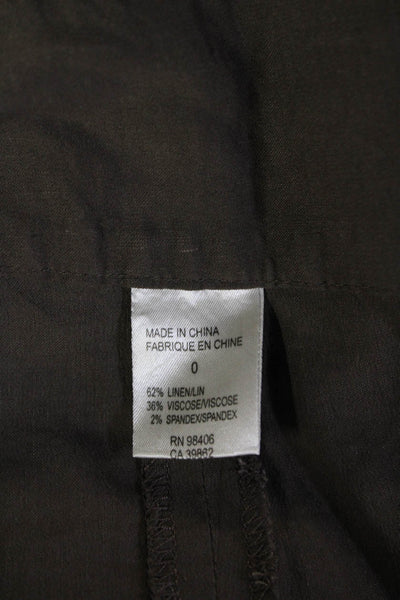 Theory Womens Cropped Brown Linen Blend Pants Size 0