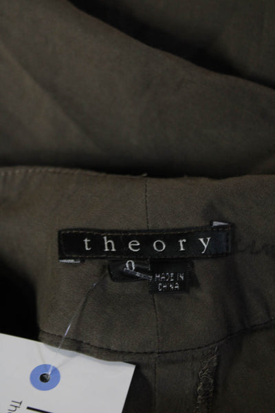 Theory Womens Cropped Brown Linen Blend Pants Size 0