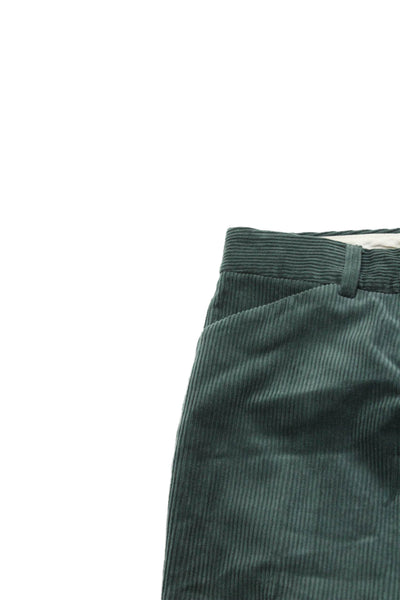 Theory Mens Green Striped Dress Pants 98% Cotton Size 0
