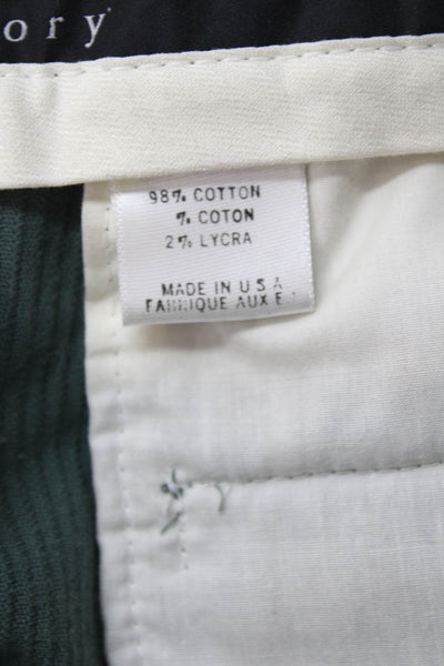 Theory Mens Green Striped Dress Pants 98% Cotton Size 0