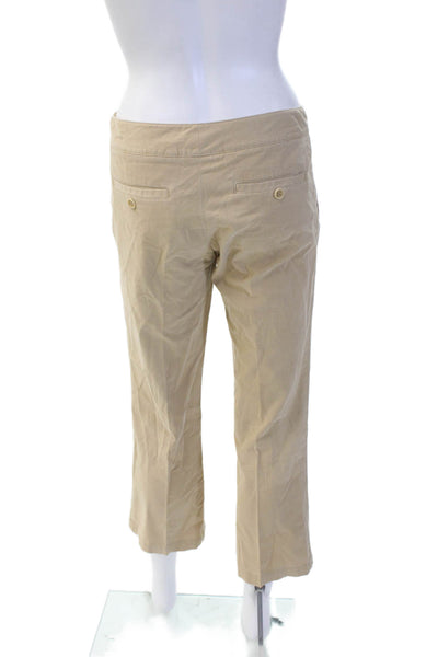 Theory Womens Cropped Chino Pants Beige Button 98% Cotton Size 2