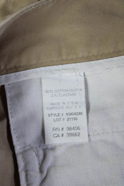 Theory Womens Cropped Chino Pants Beige Button 98% Cotton Size 2