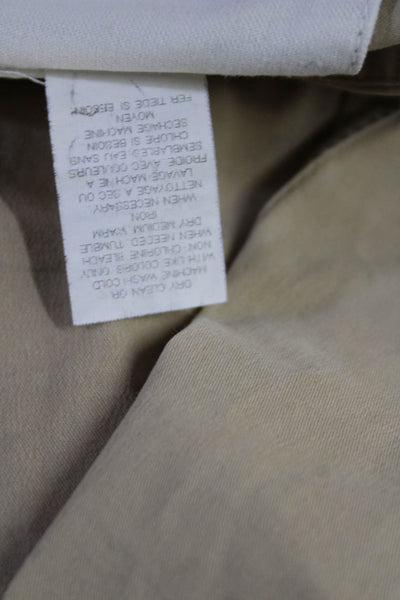 Theory Womens Cropped Chino Pants Beige Button 98% Cotton Size 2