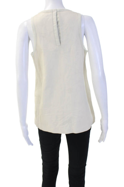 Theory Women Beige Lamb Basic Sleeveless Tank Round Neck Snap Size M