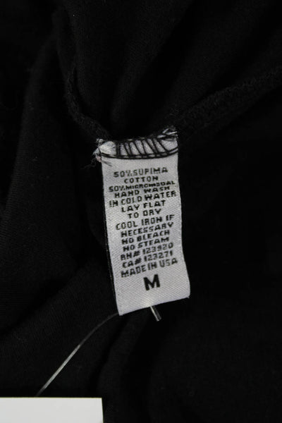 LA Made Womens Black V-Neck Basic T-Shirt Short Sleeve Supima Cotton Size M