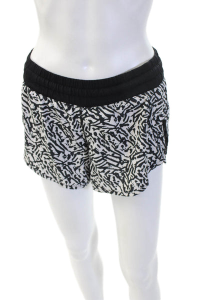 Lululemon Womens Black Graphic Print Nylon Blend Art Shorts Size 4