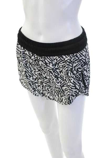 Lululemon Womens Black Graphic Print Nylon Blend Art Shorts Size 4