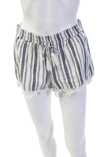 Joie Unisex Striped Cotton Drawstring Beach Shorts White Size XS