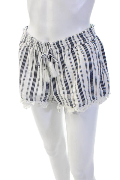 Joie Unisex Striped Cotton Drawstring Beach Shorts White Size XS
