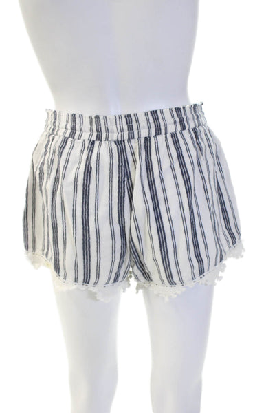 Joie Unisex Striped Cotton Drawstring Beach Shorts White Size XS