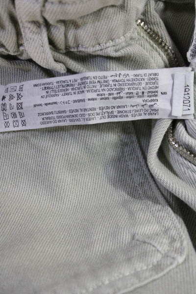 Zara Womens Ankle Paperbag Pants Gray 100% Cotton Button Size 2