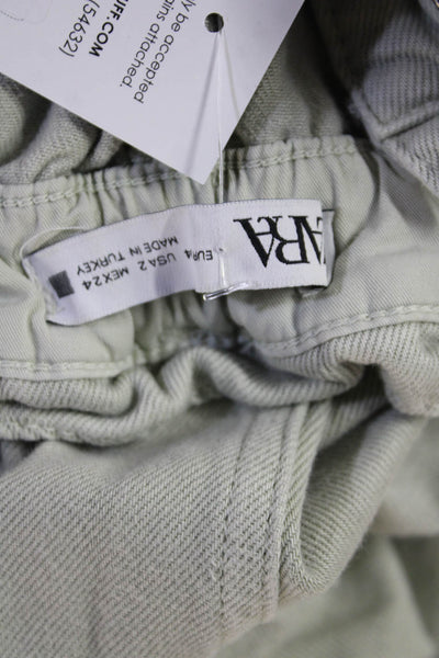 Zara Womens Ankle Paperbag Pants Gray 100% Cotton Button Size 2