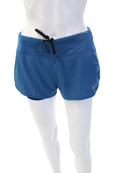 Nike Unisex Blue Sports Polyester Blend Drawstring Shorts Size S