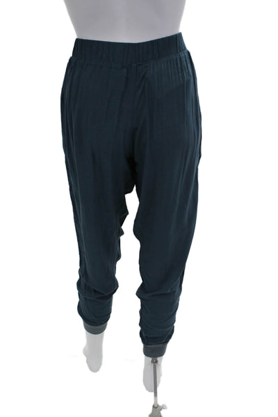 Velvet Women Jogger Harem Pants Dark Blue Lyocell Linen Bohemian Size XS