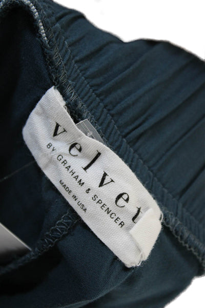 Velvet Women Jogger Harem Pants Dark Blue Lyocell Linen Bohemian Size XS