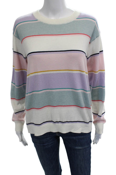 Splendid Unisex Striped White Crew Neck Pullover Sweater Long Sleeve Size XS