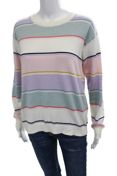 Splendid Unisex Striped White Crew Neck Pullover Sweater Long Sleeve Size XS
