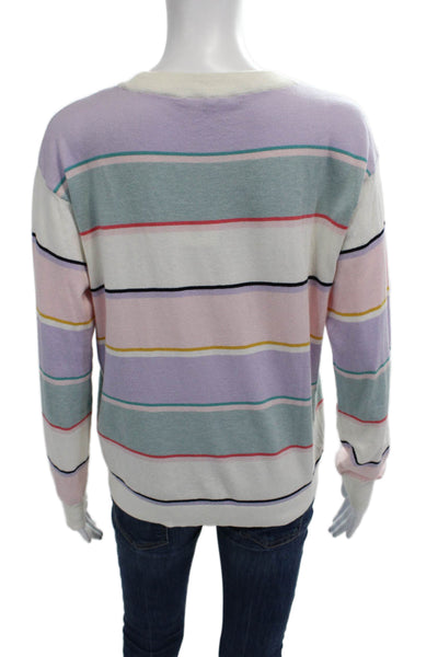 Splendid Unisex Striped White Crew Neck Pullover Sweater Long Sleeve Size XS