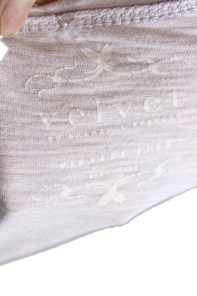 Velvet Women Jersey T-Shirt Purple Round Neck 3/4 Sleeve Cotton Size S
