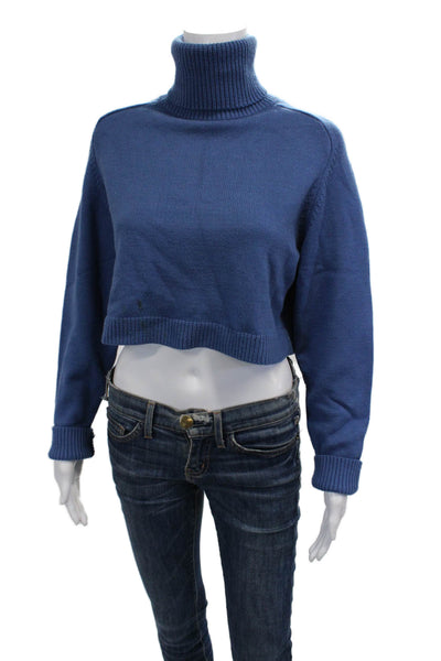 Zara Unisex Pullover Sweater Blue Turtleneck Long Sleeve Size S