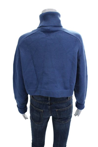 Zara Unisex Pullover Sweater Blue Turtleneck Long Sleeve Size S