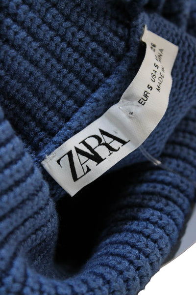 Zara Unisex Pullover Sweater Blue Turtleneck Long Sleeve Size S