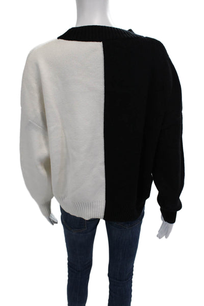 MNG Unisex Pullover Sweater Black Viscose Blend Long Sleeve Solid Fall Size M
