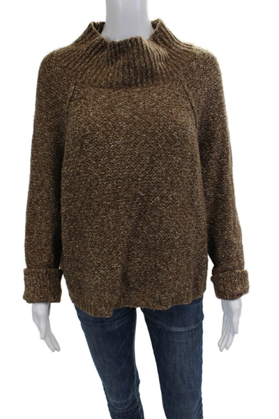 Zara Womens Pullover Mock Neck Sweater Brown Long Sleeve Size M
