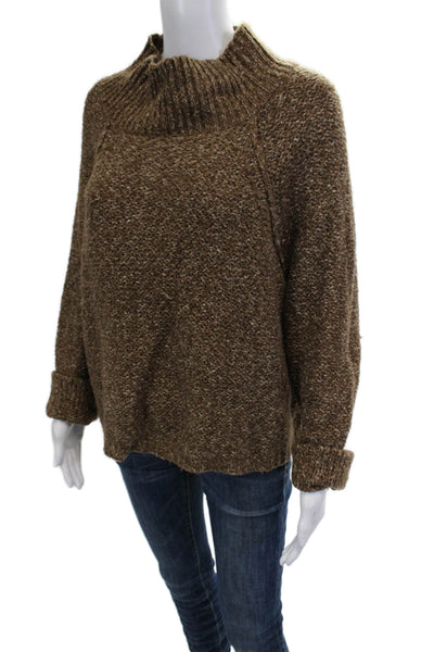 Zara Womens Pullover Mock Neck Sweater Brown Long Sleeve Size M