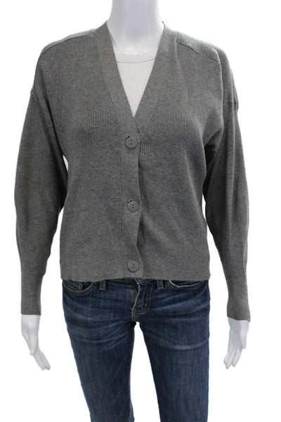 Zara Women Cardigan Gray V Neck Button Viscose Blend Long Sleeve Size S