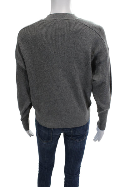Zara Women Cardigan Gray V Neck Button Viscose Blend Long Sleeve Size S