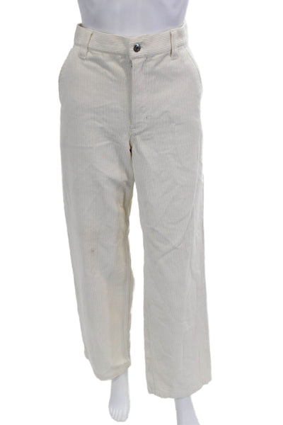 TNA Womens Striped Chino Pants Beige Cotton Button 30in Inseam Size 2