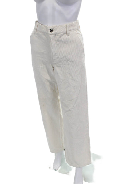 TNA Womens Striped Chino Pants Beige Cotton Button 30in Inseam Size 2