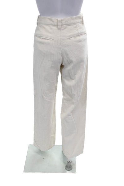 TNA Womens Striped Chino Pants Beige Cotton Button 30in Inseam Size 2