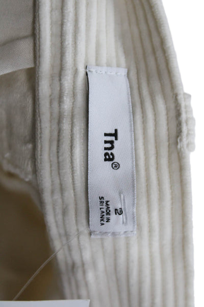 TNA Womens Striped Chino Pants Beige Cotton Button 30in Inseam Size 2