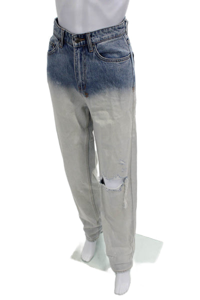 Ksubi Unisex Straight Blue High Waist Jeans 32in Inseam 100% Cotton Size 25