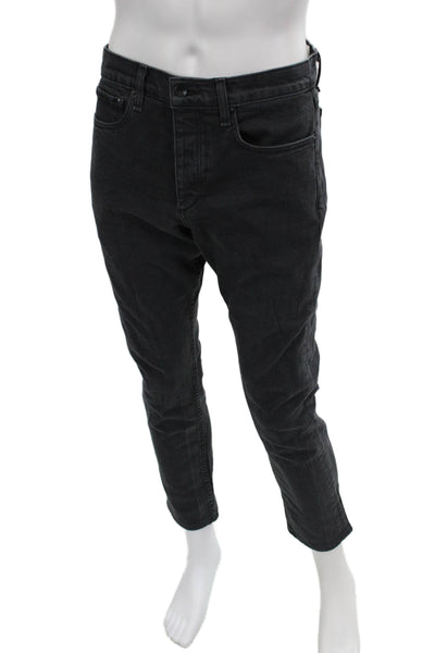 Rag & Bone Mens Jeans Black Ankle Cropped Tapered Button Size 33