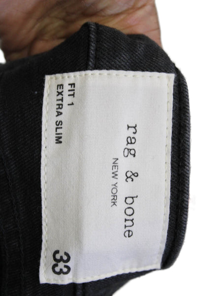 Rag & Bone Mens Jeans Black Ankle Cropped Tapered Button Size 33