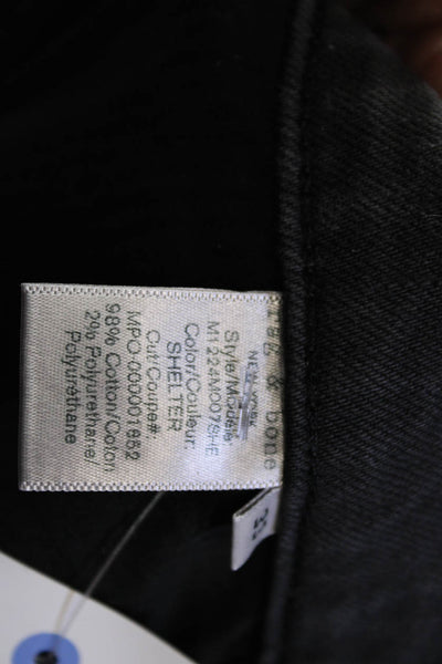 Rag & Bone Mens Jeans Black Ankle Cropped Tapered Button Size 33