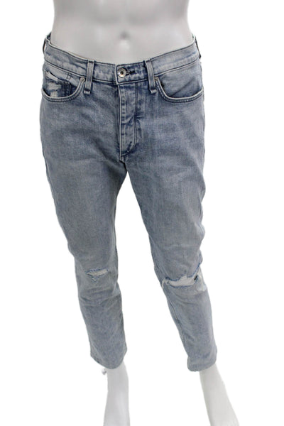 Rag & Bone Mens Cropped Tapered Jeans Light Blue Button Fly Size 33
