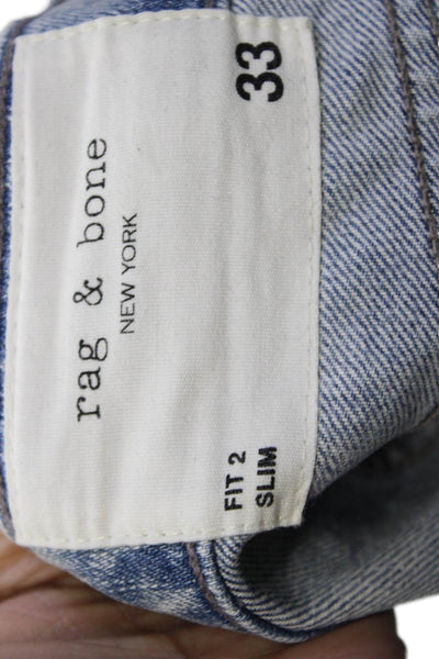 Rag & Bone Mens Cropped Tapered Jeans Light Blue Button Fly Size 33