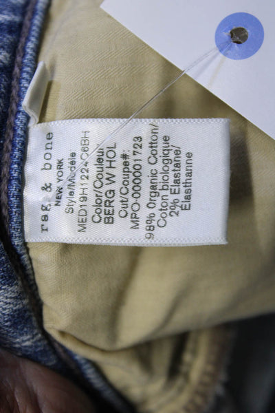 Rag & Bone Mens Cropped Tapered Jeans Light Blue Button Fly Size 33