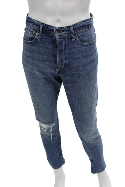 Rag & Bone Mens Skinny Cropped Jeans Blue Button Closure Size 33