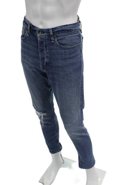 Rag & Bone Mens Skinny Cropped Jeans Blue Button Closure Size 33