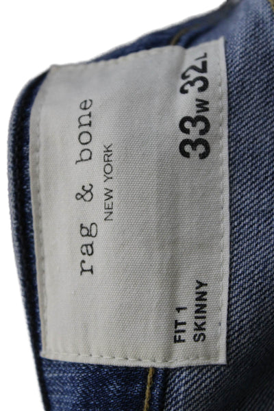 Rag & Bone Mens Skinny Cropped Jeans Blue Button Closure Size 33