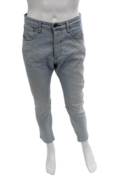 Rag & Bone Mens Skinny Ankle Cropped Jeans Light Blue Button Fly Size 33