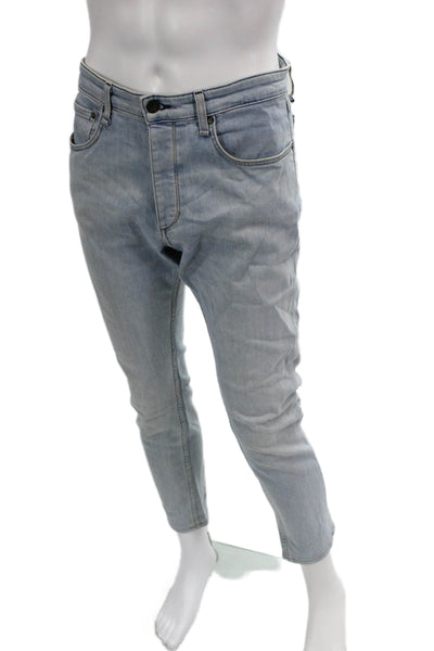 Rag & Bone Mens Skinny Ankle Cropped Jeans Light Blue Button Fly Size 33