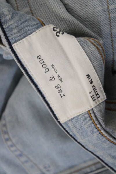 Rag & Bone Mens Skinny Ankle Cropped Jeans Light Blue Button Fly Size 33