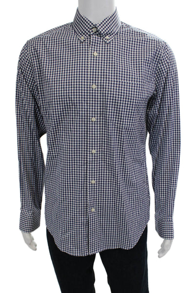 J Crew Men's Long Sleeves Button Down Plaid Shirts Blue Size M