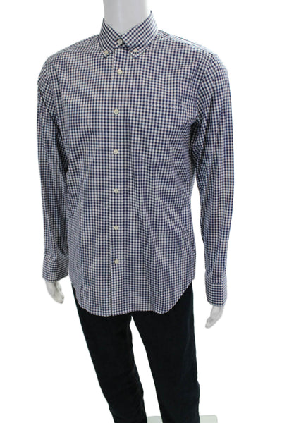 J Crew Men's Long Sleeves Button Down Plaid Shirts Blue Size M